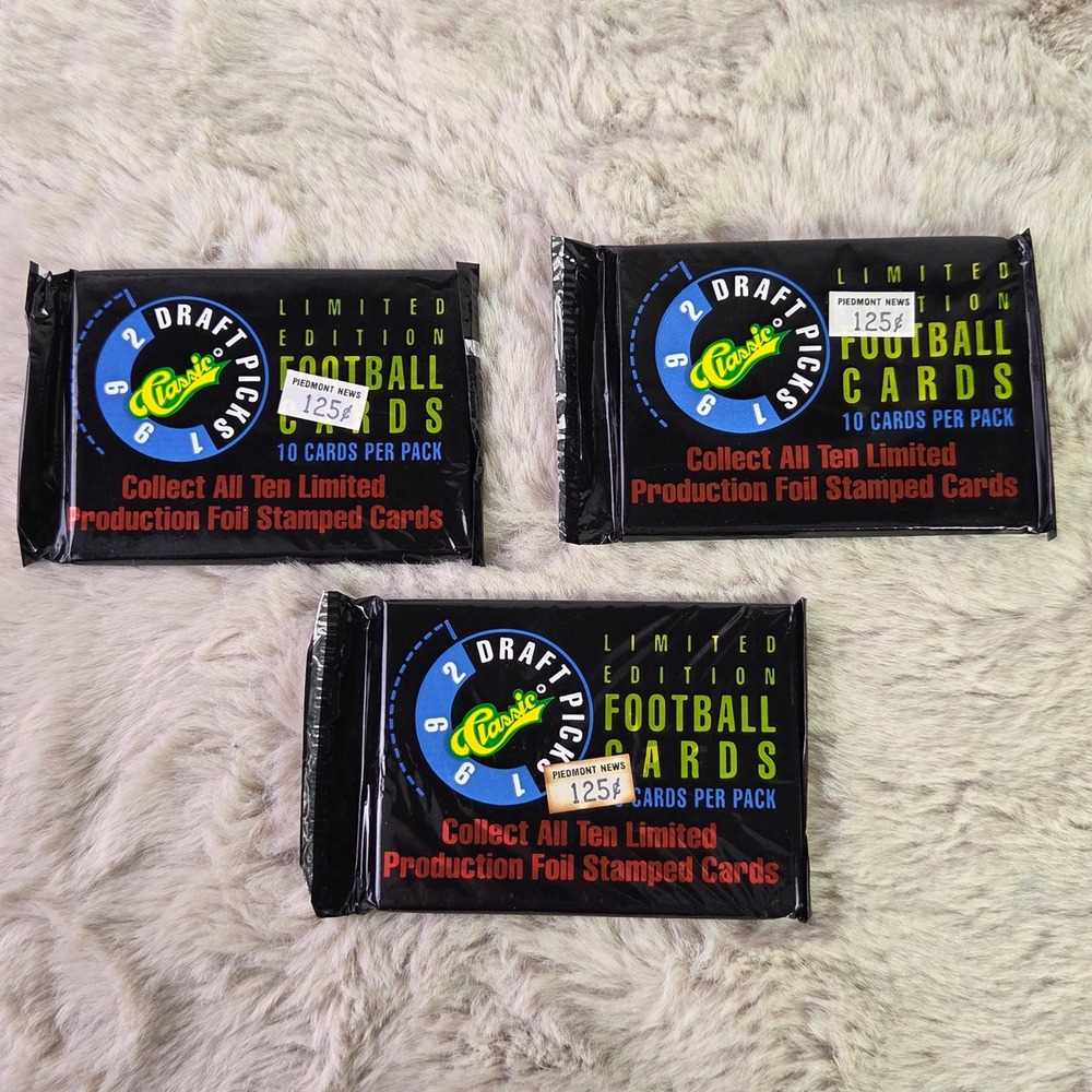 3 Pack Lot 1992 Classic Draft Picks Limited Edition Football Cards Sealed New